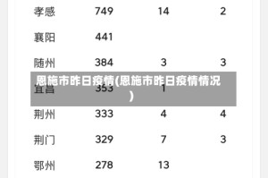 恩施市昨日疫情(恩施市昨日疫情情况)